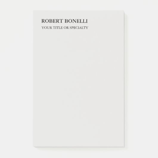 Einzigartig Modernes Platinum Gray Stilvoll Minima Post-it Klebezettel (Vorderseite)