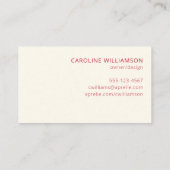 Einzigartig Modernes Rotes Rosa Kreatives Beruflic Visitenkarte (Rückseite)