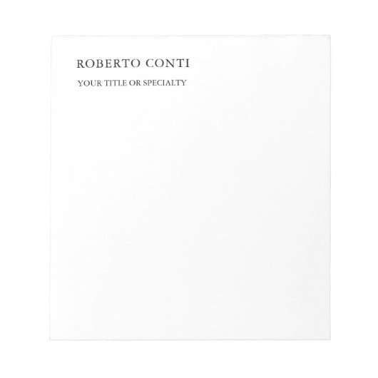 Einzigartig Modernes Schlichtes Minimalistisch Notizblock (Vorderseite)