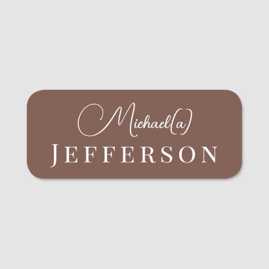 Einzigartig Modernes Schokoladenbraun: Elegant han Namensschild (Vorderseite)