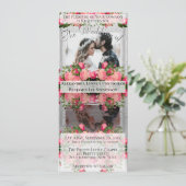 Einzigartig reflektierendes Foto Boho Pink Blumenz Einladung (Stehend Vorderseite)