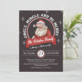 Einzigartig Retro Santa Jingle und Mingle Weihnach Einladung (Stehend Vorderseite)