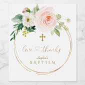 Einzigartig rosa Bläsergoldkreuz Kalligrafie Taufe Weinetikett (Einzelnes Label)