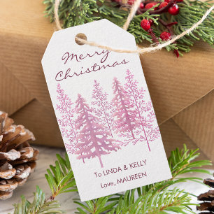 Einzigartig rosa Blütenbaum Weihnachten Geschenkanhänger