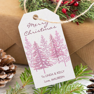 Einzigartig rosa Blütenbaum Weihnachten Geschenkanhänger