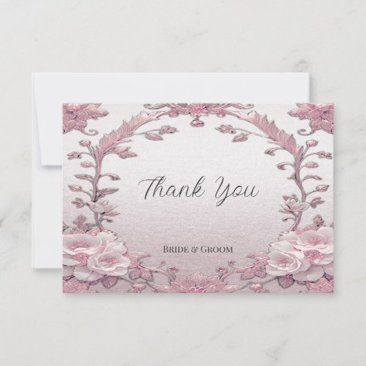 Einzigartig rosa Flora Dankeschön Karte (Vorderseite)