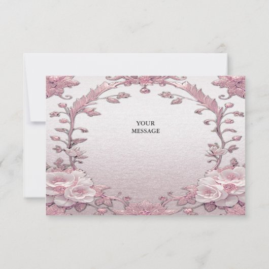 Einzigartig rosa Flora Dankeschön Karte (Rückseite)