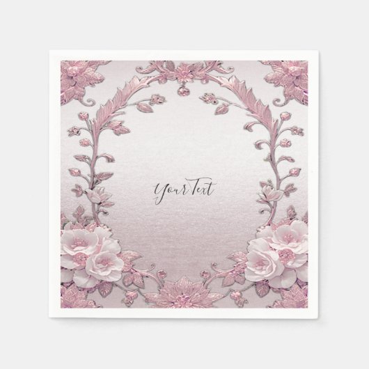 Einzigartig Rosa Floral Napkins Serviette (Vorderseite)