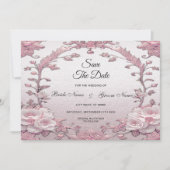Einzigartig rosa Floral Save the Date (Vorderseite)