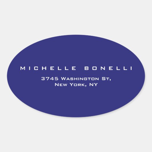 Einzigartig Schlicht Midnight Blue Ovaler Aufkleber (Vorderseite)