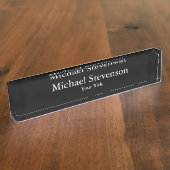Einzigartig Schwarz Elegant Modernes Schreibtisch  Namensplakette (Seite)
