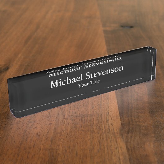 Einzigartig Schwarz Elegant Modernes Schreibtisch Namensplakette (Seite)