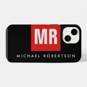 Einzigartig Schwarz-Monogramm iPhone Hülle (Rückseite (Horizontal))