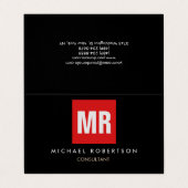 Einzigartig Schwarz-Monogramm Visitenkarten (Außenseite Aufgefaltet)