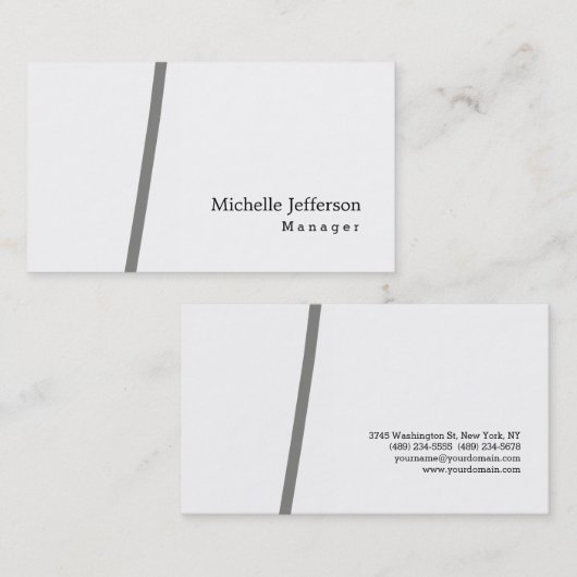 Einzigartig Stilgrauweiß Moderne Schlicht einfach Visitenkarte (Vorne/Hinten)