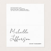 Einzigartig Stilvoll Moderne Schlichte Kalligraphi Visitenkarten (Außenseite Aufgefaltet)