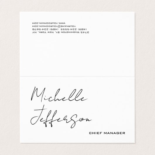 Einzigartig Stilvoll Moderne Schlichte Kalligraphi Visitenkarten (Außenseite Aufgefaltet)