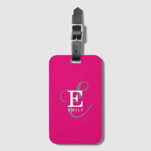 Einzigartig Stilvolle Monogramm Typografie Hot Pin Gepäckanhänger (Vorderseite Vertikal)