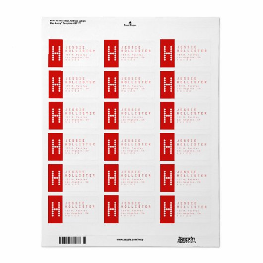 Einzigartig und modern | Rote und weiße Rücksendea Adressaufkleber (Vorne)