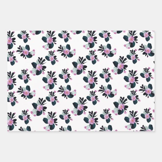 Einzigartig violette Blumen Geschenkpapier Set (Vorderseite 2)