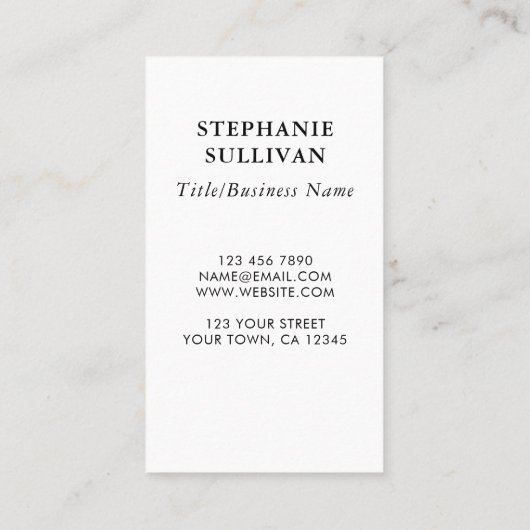 Einzigartig Visitenkarte (Rückseite)