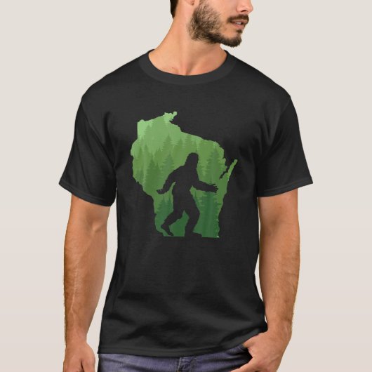 Einzigartig Wisconsin Bigfoot Hunter Geschenk Sasq T-Shirt (Vorderseite)