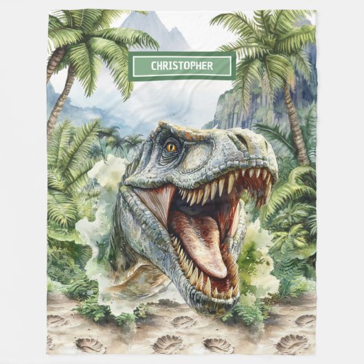 Einzigartig zornig T-Rex Blanket Personalisierter Fleecedecke (Vorderseite)