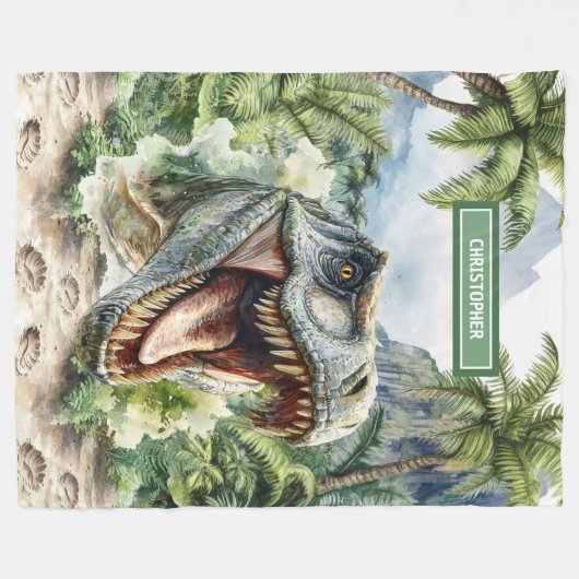Einzigartig zornig T-Rex Blanket Personalisierter  Fleecedecke (Vorderseite (Horizontal))