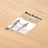Einzigartige 1-Foto-QR-Code-Zeitung Save-the-Date Acryleinladungen (Ablage )
