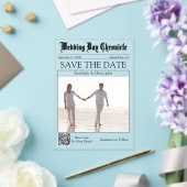 Einzigartige 1-Foto-QR-Code-Zeitung Save-the-Date Acryleinladungen (In Situ (Hochzeit))