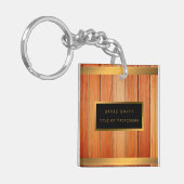 Einzigartige 2 in 1 Gold Luxury Wood Business Card Schlüsselanhänger (Vorderseite links)