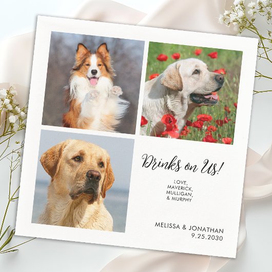 Einzigartige 3 Fotos Drinks auf der Hochzeit der H Serviette