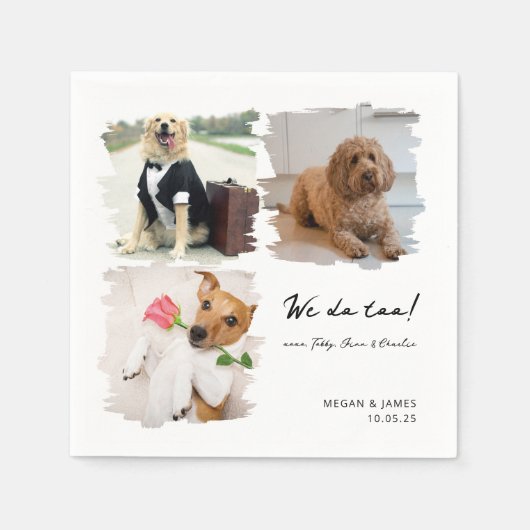 Einzigartige 3 Fotos wir tun zu Hauskatze Hochzeit Serviette (Vorderseite)