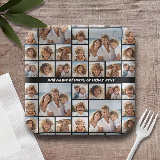 Einzigartige 9-Foto-Collage mit optionalem Hinterg Pappteller