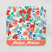 Einzigartige Abstrakte Aquarellfarben-Blume Typogr Quadratische Visitenkarte (Vorderseite)