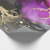 Einzigartige Abstrakte Black Gold Lila Pink Kunst Geschenkpapier (Ecke)