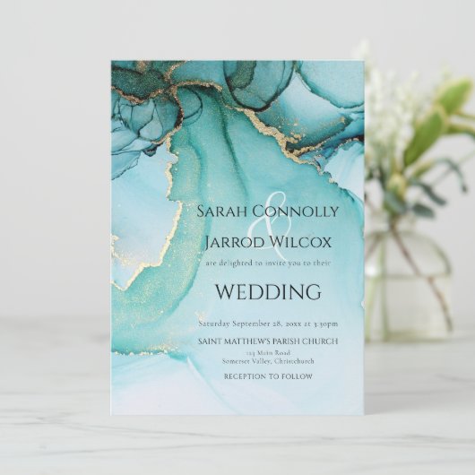 Einzigartige Abstrakte Hochzeitseinladung in Türki Einladung (Stehend Vorderseite)