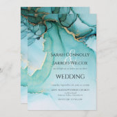 Einzigartige Abstrakte Hochzeitseinladung in Türki Einladung (Vorne/Hinten)