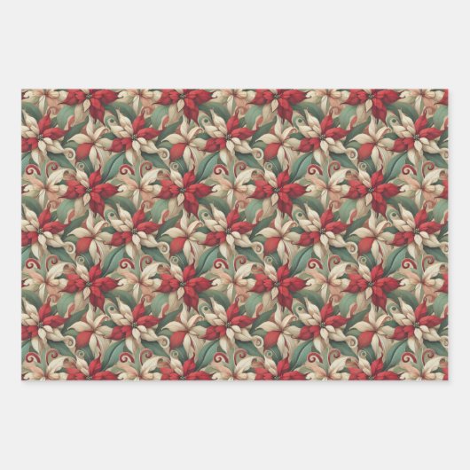 Einzigartige Abstrakte Holiday Poinsettia Wraps En Geschenkpapier Set (Vorderseite)