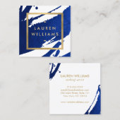 Einzigartige Abstrakte Indigo Blue Pinselstriche Quadratische Visitenkarte (Vorne/Hinten)