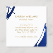 Einzigartige Abstrakte Indigo Blue Pinselstriche Quadratische Visitenkarte (Rückseite)