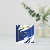 Einzigartige Abstrakte Indigo Blue Pinselstriche Quadratische Visitenkarte (Stehend Vorderseite)