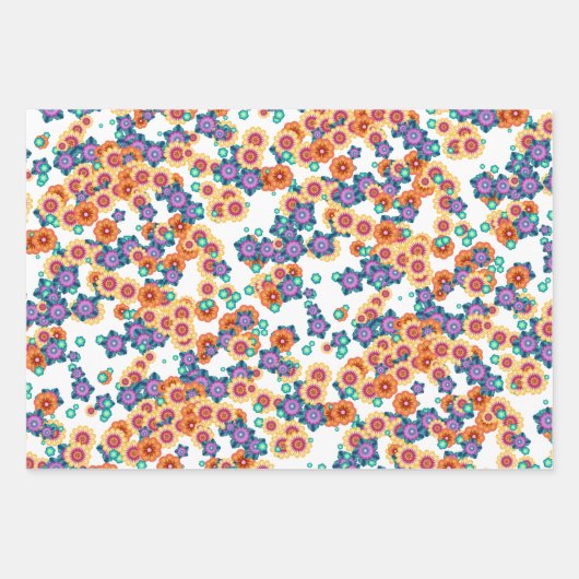 Einzigartige Abstrakte japanische Blume Art Patter Geschenkpapier Set (Vorderseite 2)
