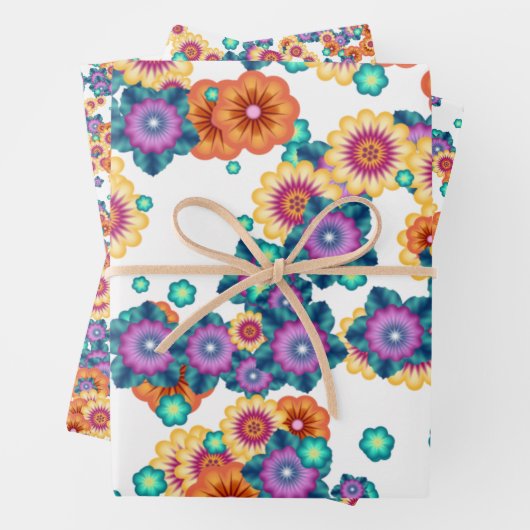 Einzigartige Abstrakte japanische Blume Art Patter Geschenkpapier Set (Beispiel)