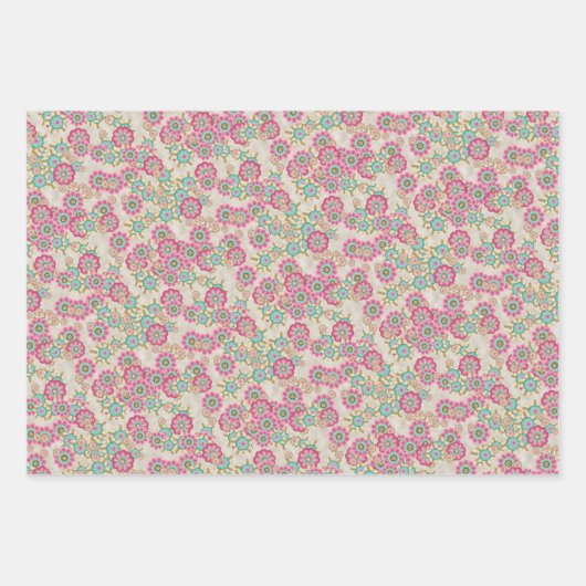 Einzigartige Abstrakte japanische Blume Art Patter Geschenkpapier Set (Vorderseite 3)
