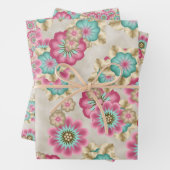 Einzigartige Abstrakte japanische Blume Art Patter Geschenkpapier Set (Beispiel)