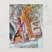 einzigartige abstrakte Mixed-Media-Collage Zeit 14 Postkarte (Vorderseite)