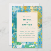 Einzigartige Abstrakte Paint Art Blue Gold Hochzei Einladung (Vorderseite)