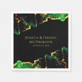 Einzigartige Abstrakte Schwarz-Gold-Hochzeit Serviette (Vorderseite)