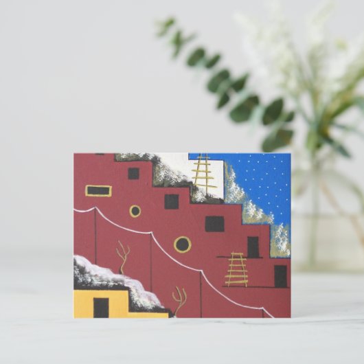 Einzigartige Adobe Southwest Wüste Folk Art Postkarte (Stehend Vorderseite)
